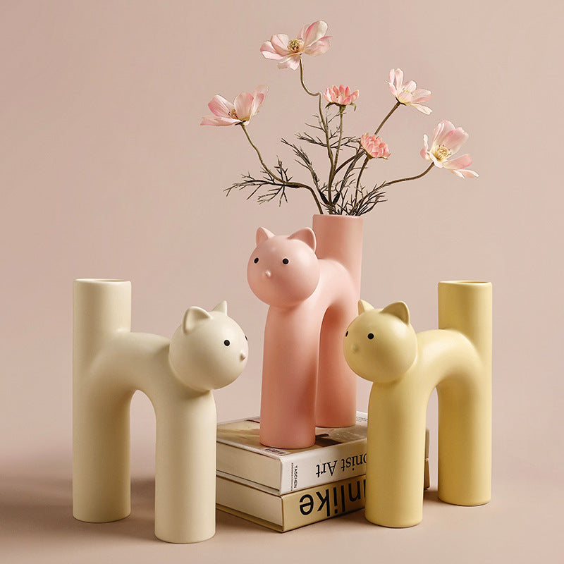 Creative Korean Christmas Cute Tubular Cat Vase Living Room Home Desktop Decoration - Premium from eprolo - Just $33.32! Shop now at Help Your Friend