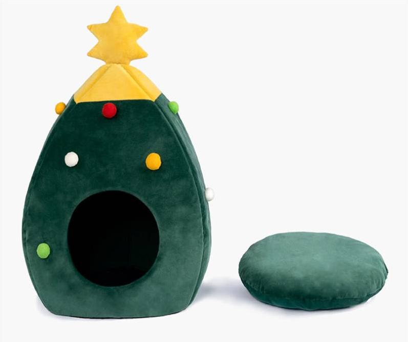 Pet House Cat Christmas Tree Shape Bed Dog Nest Puppy Cave Washable Cat Mat Warm Soft Winter Cat House Pet Supplies Pet Bed - Premium  from eprolo - Just $51.16! Shop now at Help Your Friend