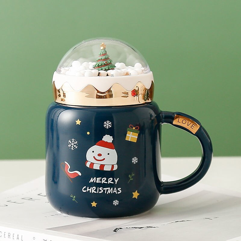 Christmas Water Cup New Ceramic Cup Mug with Lid Household Milk Coffee Cup Student Good-looking Couple's Cups - Premium  from eprolo - Just $21.56! Shop now at Help Your Friend