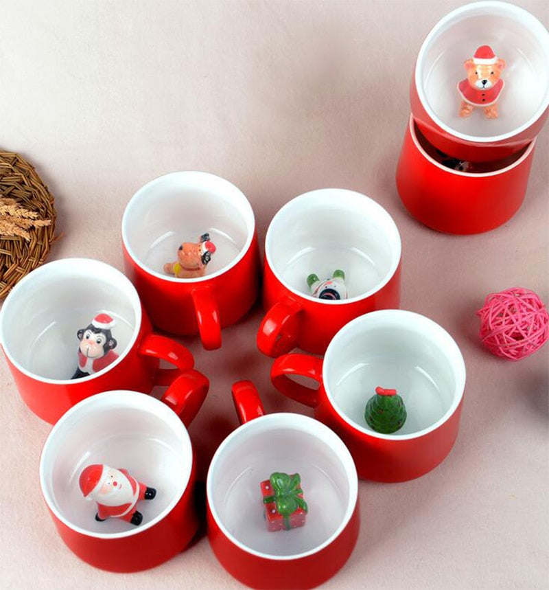 Christmas Mug Coffee Milk Breakfast Mug Snowman Santa Claus Cartoon Ceramics Cup 3D Animal Christmas Gift Cup for Friend Family - Premium from eprolo - Just $17.98! Shop now at Help Your Friend