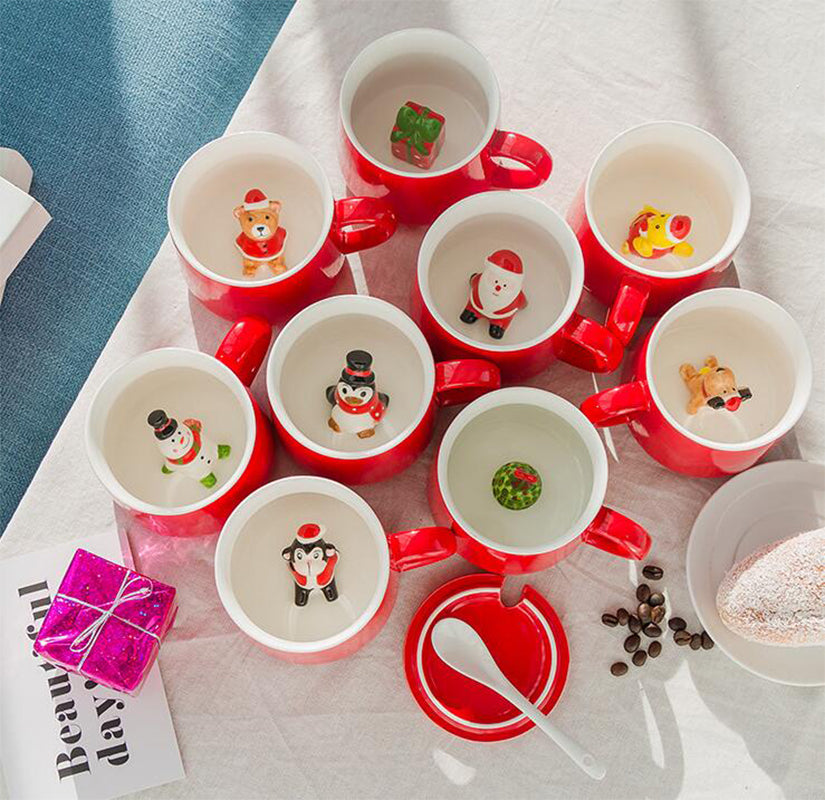 Christmas Mug Coffee Milk Breakfast Mug Snowman Santa Claus Cartoon Ceramics Cup 3D Animal Christmas Gift Cup for Friend Family - Premium  from eprolo - Just $17.98! Shop now at Help Your Friend
