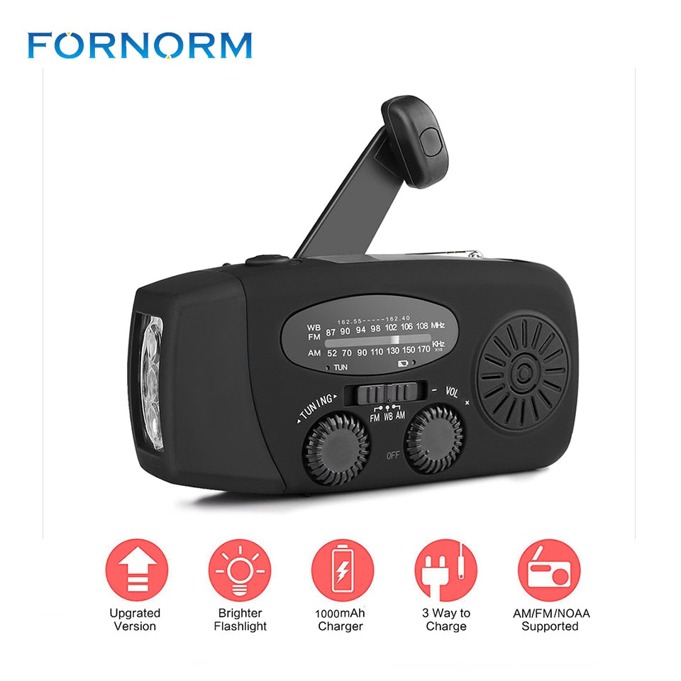 Portable Solar Radio FM Hand Crank Self Powered Phone Charger 3 LED Flashlight AM/FM/WB Radio Waterproof Emergency Survival - Premium from eprolo - Just $29.30! Shop now at Help Your Friend