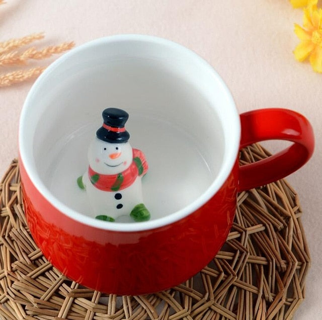 Christmas Mug Coffee Milk Breakfast Mug Snowman Santa Claus Cartoon Ceramics Cup 3D Animal Christmas Gift Cup for Friend Family - Premium  from eprolo - Just $17.98! Shop now at Help Your Friend