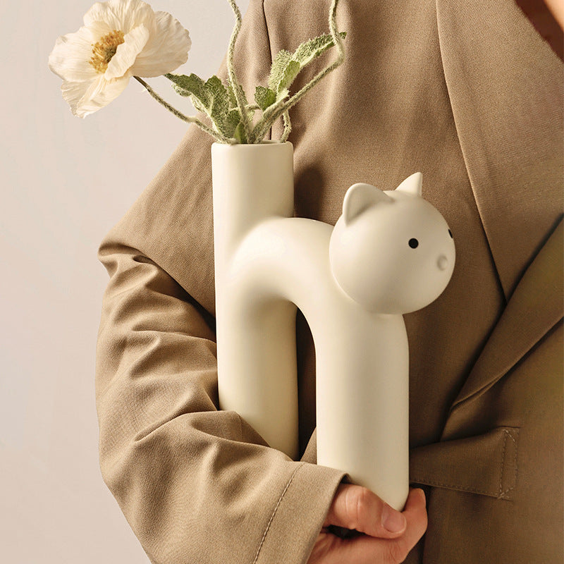 Creative Korean Christmas Cute Tubular Cat Vase Living Room Home Desktop Decoration - Premium from eprolo - Just $33.32! Shop now at Help Your Friend