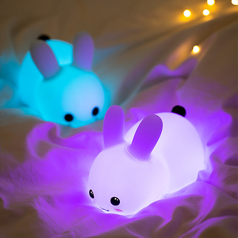 Silicone Jade Rabbit LED Night Light USB Charging Two-tone Lighting Cute Rabbit Shooting Light Children's Night Companion Sleeping Light - Premium from eprolo - Just $22.90! Shop now at Help Your Friend
