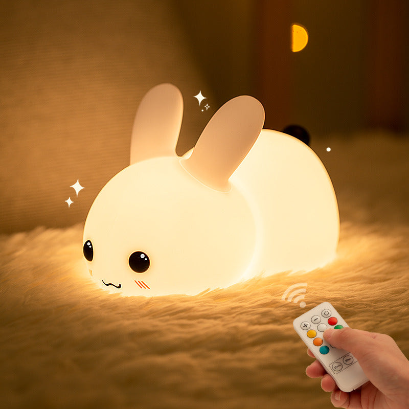 Silicone Jade Rabbit LED Night Light USB Charging Two-tone Lighting Cute Rabbit Shooting Light Children's Night Companion Sleeping Light - Premium from eprolo - Just $22.90! Shop now at Help Your Friend