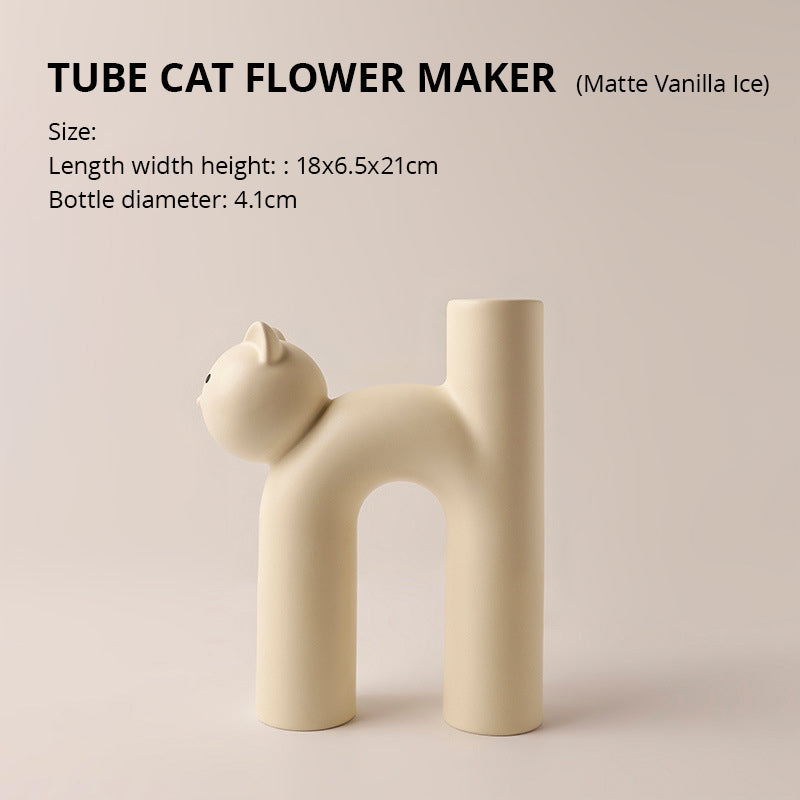 Creative Korean Christmas Cute Tubular Cat Vase Living Room Home Desktop Decoration - Premium from eprolo - Just $33.32! Shop now at Help Your Friend