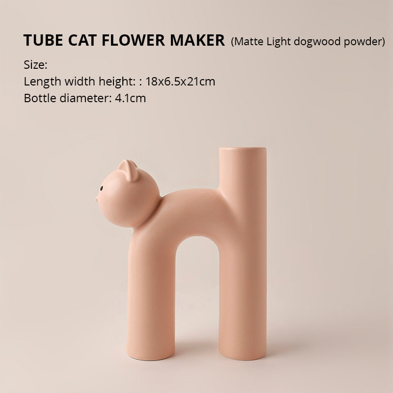 Creative Korean Christmas Cute Tubular Cat Vase Living Room Home Desktop Decoration - Premium from eprolo - Just $33.32! Shop now at Help Your Friend