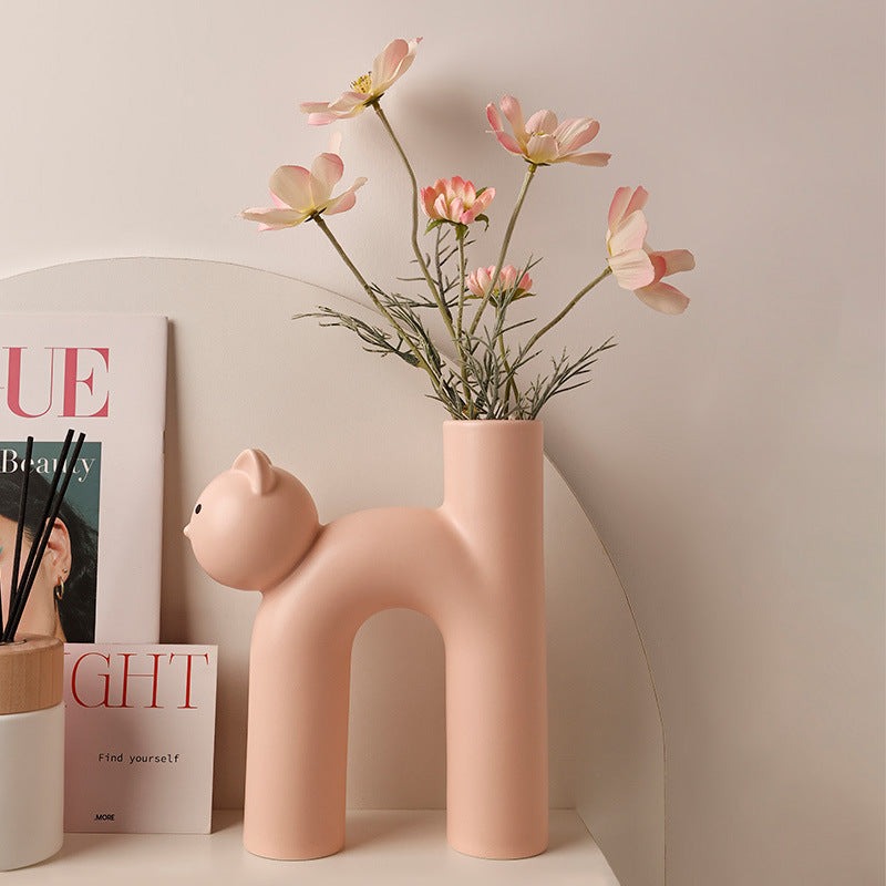 Creative Korean Christmas Cute Tubular Cat Vase Living Room Home Desktop Decoration - Premium from eprolo - Just $33.32! Shop now at Help Your Friend