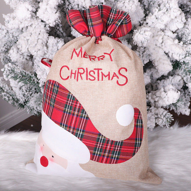 Santa Claus Little Deer Christmas Linen Gift Bag Drawstring Ribbon Candy Bag Christmas Decorative Apple Bag - Premium  from eprolo - Just $13.54! Shop now at Help Your Friend