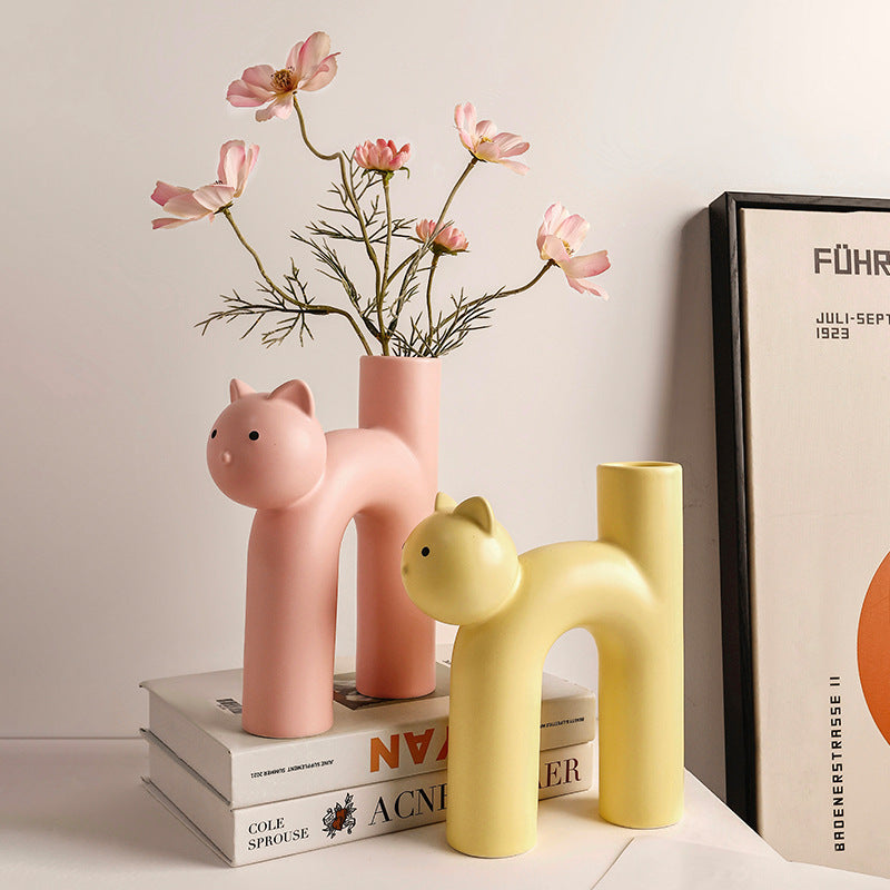 Creative Korean Christmas Cute Tubular Cat Vase Living Room Home Desktop Decoration - Premium from eprolo - Just $33.32! Shop now at Help Your Friend