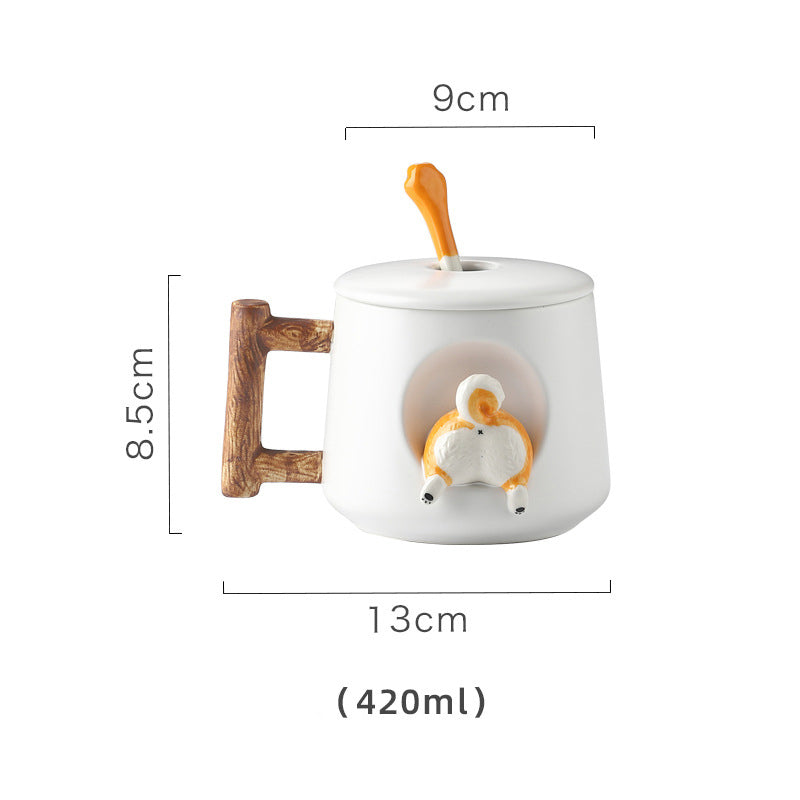 Ceramic Creative Personality Cute Mug With Lid Spoon Household Coffee Cup - Premium  from eprolo - Just $27.58! Shop now at Help Your Friend