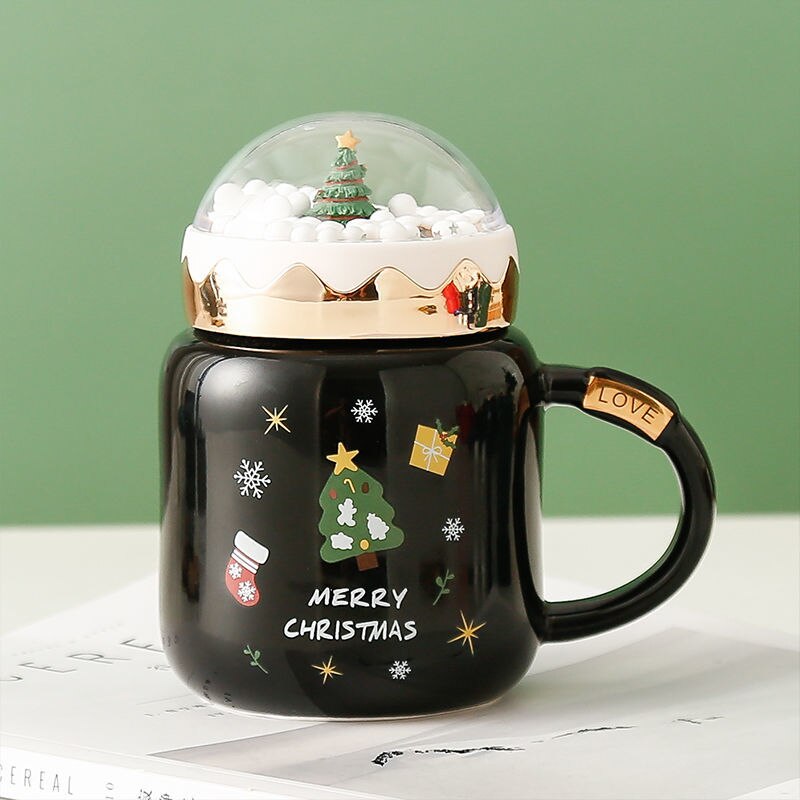 Christmas Water Cup New Ceramic Cup Mug with Lid Household Milk Coffee Cup Student Good-looking Couple's Cups - Premium  from eprolo - Just $21.56! Shop now at Help Your Friend