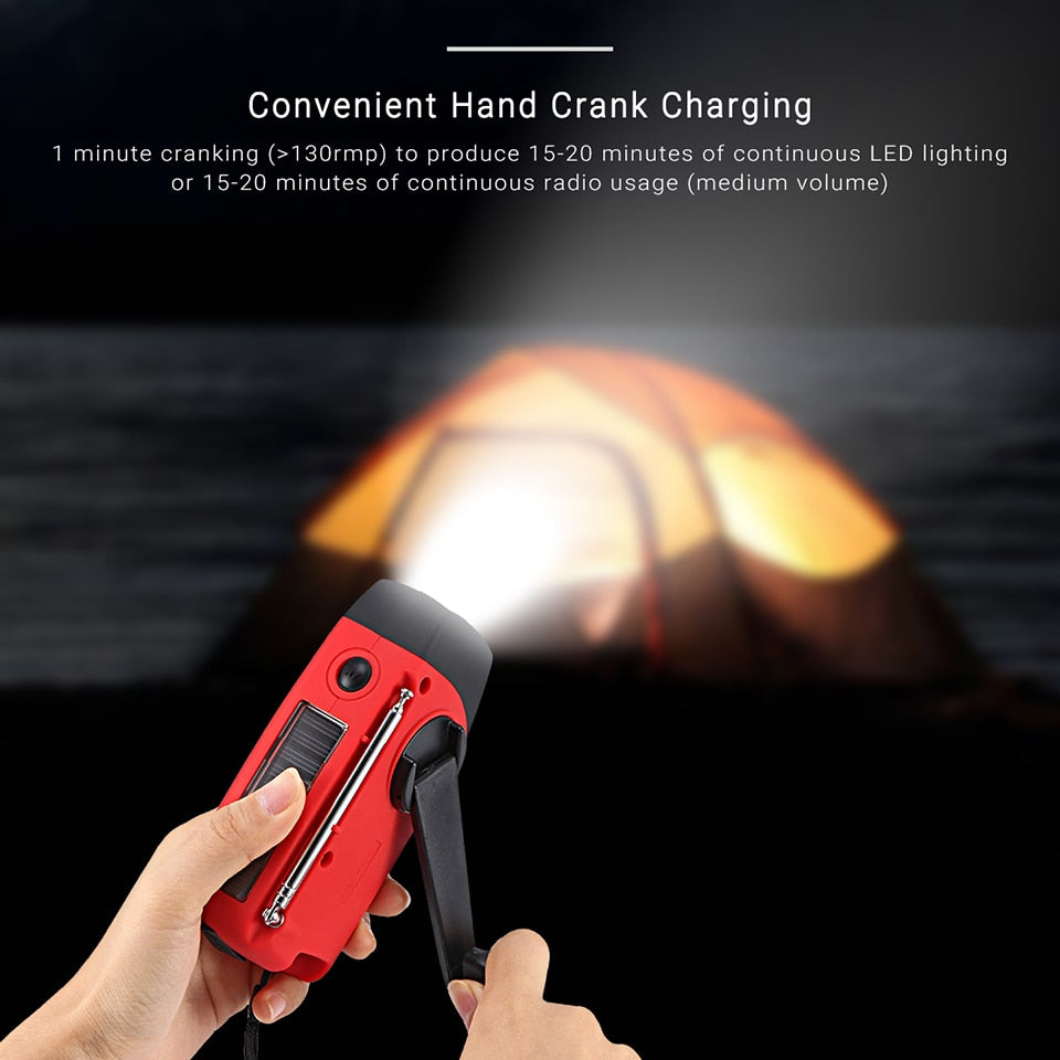 Portable Solar Radio FM Hand Crank Self Powered Phone Charger 3 LED Flashlight AM/FM/WB Radio Waterproof Emergency Survival - Premium from eprolo - Just $29.30! Shop now at Help Your Friend