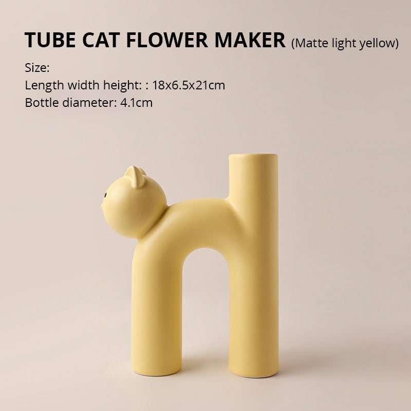 Creative Korean Christmas Cute Tubular Cat Vase Living Room Home Desktop Decoration - Premium from eprolo - Just $33.32! Shop now at Help Your Friend