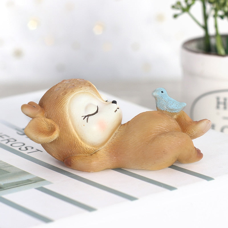 Resin Sleeping Baby Deer Mini 3D Elk Christmas Ornaments Cute Decor for Home Garden Car Xmas Party Table Decoration Kids Gift - Premium  from eprolo - Just $9.60! Shop now at Help Your Friend