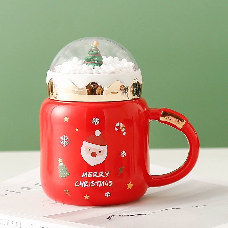 Christmas Water Cup New Ceramic Cup Mug with Lid Household Milk Coffee Cup Student Good-looking Couple's Cups - Premium  from eprolo - Just $21.56! Shop now at Help Your Friend