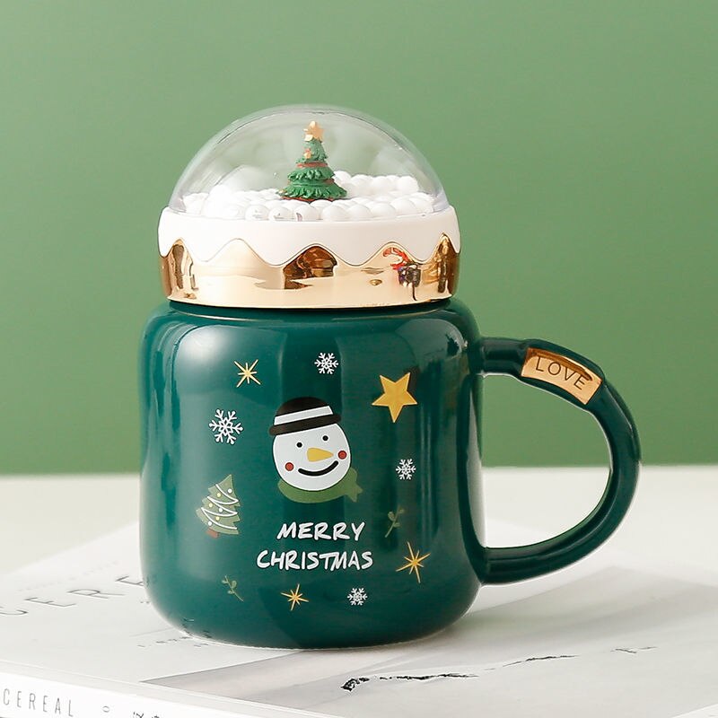 Christmas Water Cup New Ceramic Cup Mug with Lid Household Milk Coffee Cup Student Good-looking Couple's Cups - Premium  from eprolo - Just $21.56! Shop now at Help Your Friend