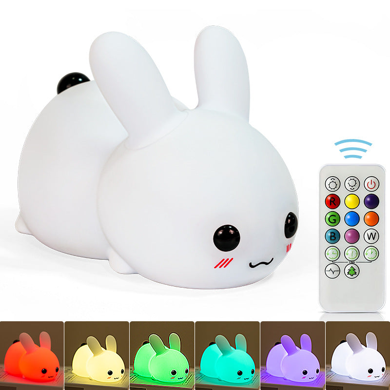 Silicone Jade Rabbit LED Night Light USB Charging Two-tone Lighting Cute Rabbit Shooting Light Children's Night Companion Sleeping Light - Premium  from eprolo - Just $22.90! Shop now at Help Your Friend