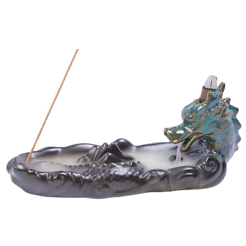 Ceramic Smoke Backflow Aromatherapy Furnace Home Decoration Creative Line Incense Incense Holder Backflow Chinese Dragon Incense Burner - Premium  from eprolo - Just $21.62! Shop now at Help Your Friend