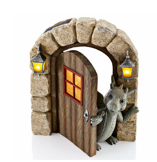 Little Dragon Ornament On The Cute Balcony Dinosaur Door Open Garden Ornament Resin Handicraft Ornament Statue - Premium  from eprolo - Just $16.90! Shop now at Help Your Friend
