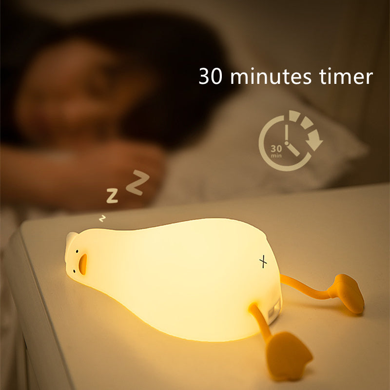Lying Flat Duck Night Light Children Pat Induction Silicone Light Cute Bedside Baby Feeding USB Timing Sleep Light - Premium  from eprolo - Just $26.62! Shop now at Help Your Friend