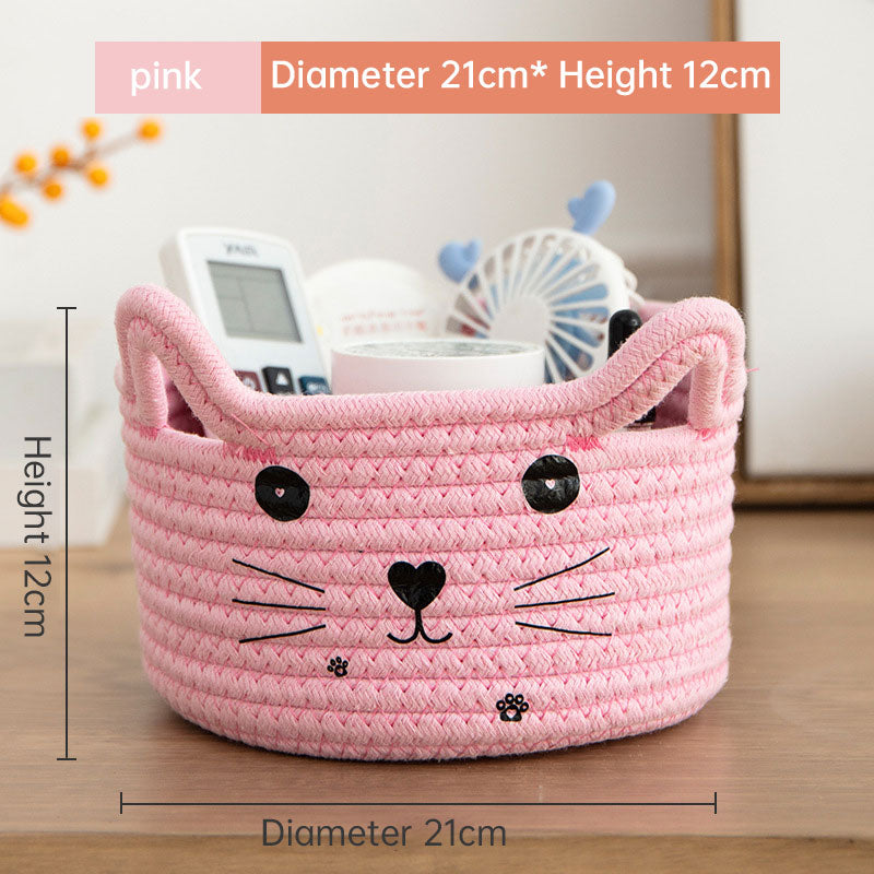 Handwoven Cotton Rope Storage Basket Dirty Clothes Basket Frame Storage Clothes Toy Folding Frame Cat Ear Basket - Premium  from eprolo - Just $14.46! Shop now at Help Your Friend