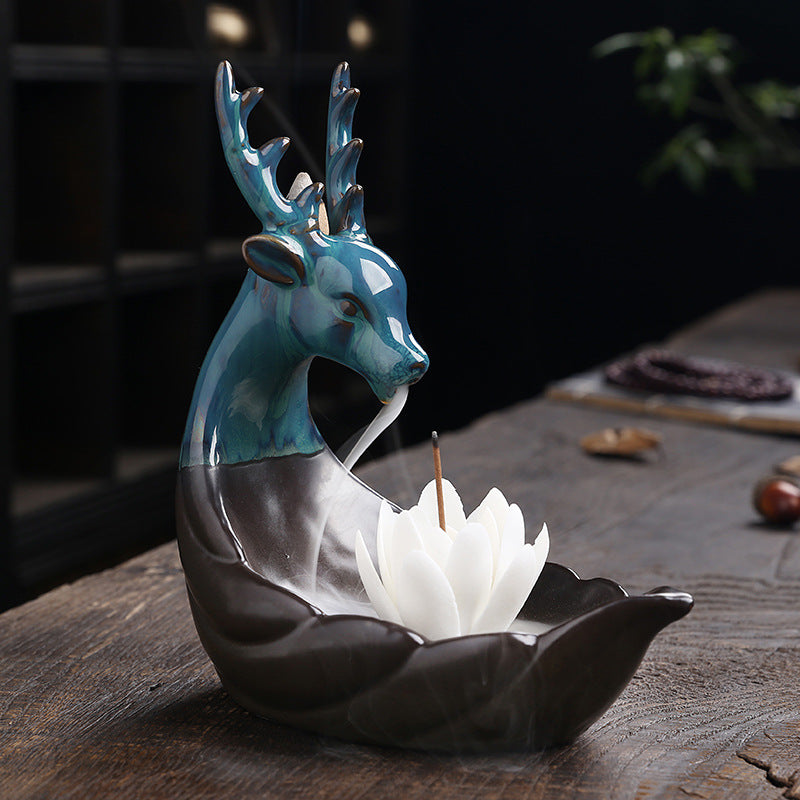 Ceramic Smoke Backflow Incense Burner Nordic Style Deer Ceramic Personality Ins Modern Home Living Room Bedroom Decoration Ornaments - Premium  from eprolo - Just $26.54! Shop now at Help Your Friend