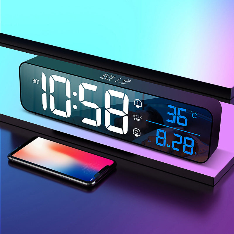Digital Alarm Clock Creative Led Charging Intelligent Mirror Electronic Clock Wall Mounted Desktop Dual Purpose - Premium  from eprolo - Just $39.02! Shop now at Help Your Friend