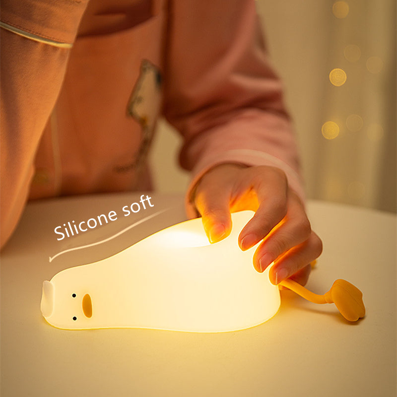 Lying Flat Duck Night Light Children Pat Induction Silicone Light Cute Bedside Baby Feeding USB Timing Sleep Light - Premium  from eprolo - Just $26.62! Shop now at Help Your Friend