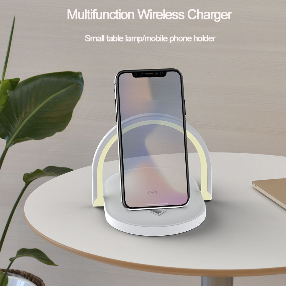 Night Light Wireless Charger 15W Fast Charge with Mobile Phone Stand Desk Lamp Power Bank - Premium  from eprolo - Just $25.38! Shop now at Help Your Friend