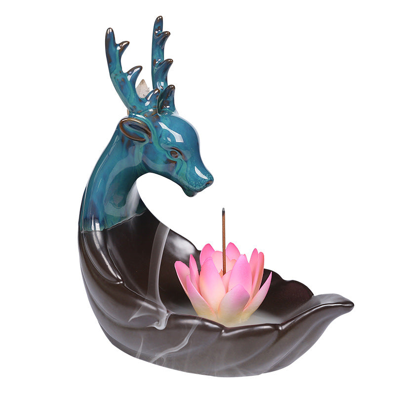 Ceramic Smoke Backflow Incense Burner Nordic Style Deer Ceramic Personality Ins Modern Home Living Room Bedroom Decoration Ornaments - Premium  from eprolo - Just $26.54! Shop now at Help Your Friend