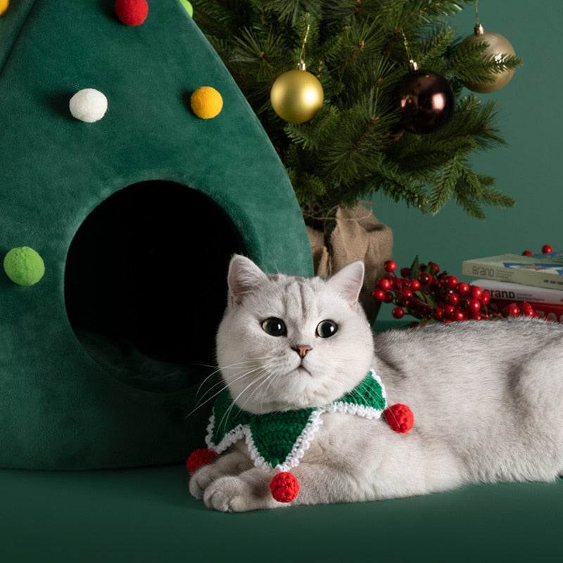 Pet House Cat Christmas Tree Shape Bed Dog Nest Puppy Cave Washable Cat Mat Warm Soft Winter Cat House Pet Supplies Pet Bed - Premium  from eprolo - Just $51.16! Shop now at Help Your Friend