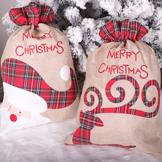 Santa Claus Little Deer Christmas Linen Gift Bag Drawstring Ribbon Candy Bag Christmas Decorative Apple Bag - Premium  from eprolo - Just $13.54! Shop now at Help Your Friend