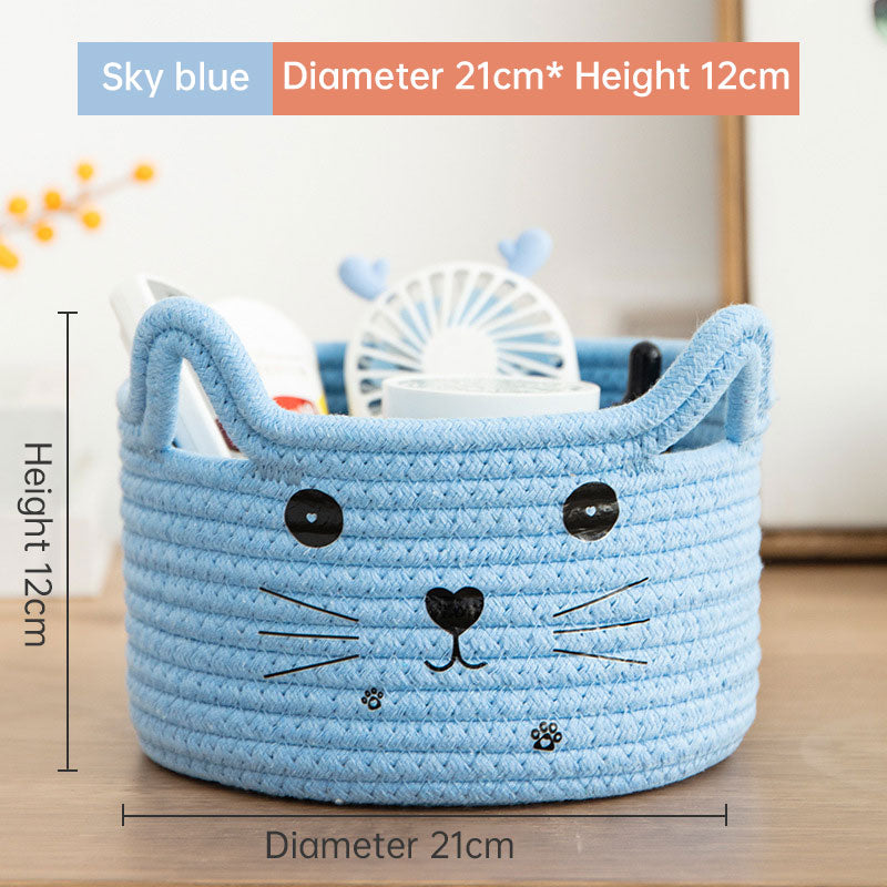 Handwoven Cotton Rope Storage Basket Dirty Clothes Basket Frame Storage Clothes Toy Folding Frame Cat Ear Basket - Premium  from eprolo - Just $14.46! Shop now at Help Your Friend