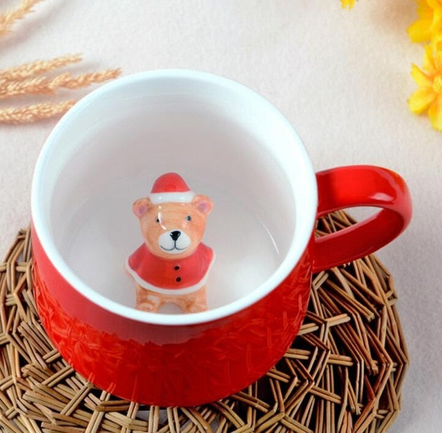 Christmas Mug Coffee Milk Breakfast Mug Snowman Santa Claus Cartoon Ceramics Cup 3D Animal Christmas Gift Cup for Friend Family - Premium  from eprolo - Just $17.98! Shop now at Help Your Friend