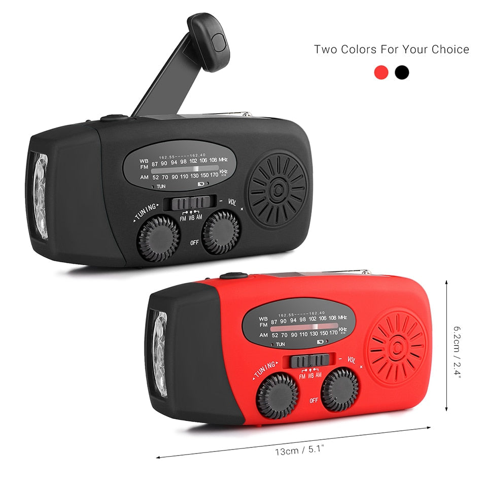 Portable Solar Radio FM Hand Crank Self Powered Phone Charger 3 LED Flashlight AM/FM/WB Radio Waterproof Emergency Survival - Premium  from eprolo - Just $29.30! Shop now at Help Your Friend