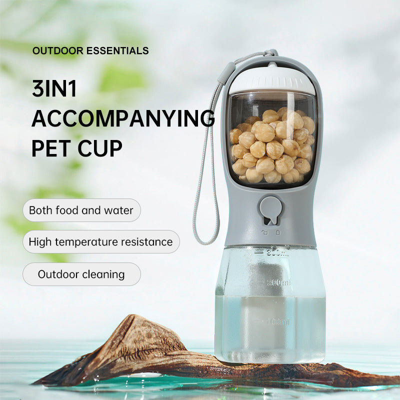 Pet Multifunctional Water Bottle 3 in 1 Portable Pet Water Bottle with Food Container and poop bag - Premium  from eprolo - Just $21.62! Shop now at Help Your Friend